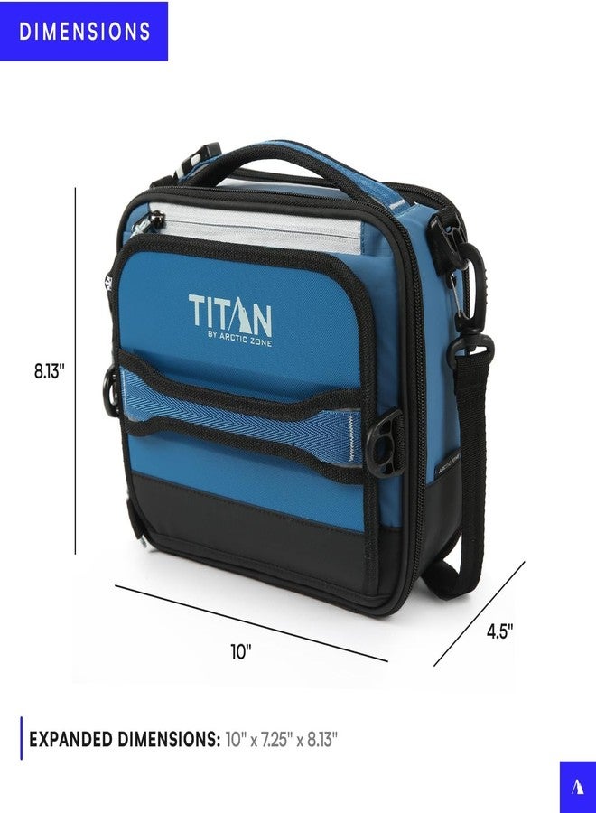 Arctic Zone Titan Fridge Cold Crush Resistant Expandable Lunch Bag - With Reusable Gel Ice Packs Plus Food Container Set - Gray and Blue - Image 3
