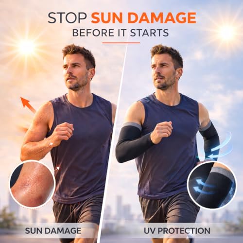 PulGos 𝐂𝐎𝐌𝐁𝐎 UV Protection Cooling Arm Sleeves for Men &Women | Quick Dry & Breathable 𝐒𝐮𝐧𝐛𝐮𝐫𝐧 Protection Hand Sleeves for boys | SUMMERS MUST- HAVE Hand Gloves for Bike Riding & Cycling - Image 2
