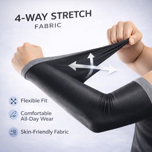 PulGos 𝐂𝐎𝐌𝐁𝐎 UV Protection Cooling Arm Sleeves for Men &Women | Quick Dry & Breathable 𝐒𝐮𝐧𝐛𝐮𝐫𝐧 Protection Hand Sleeves for boys | SUMMERS MUST- HAVE Hand Gloves for Bike Riding & Cycling - Image 4