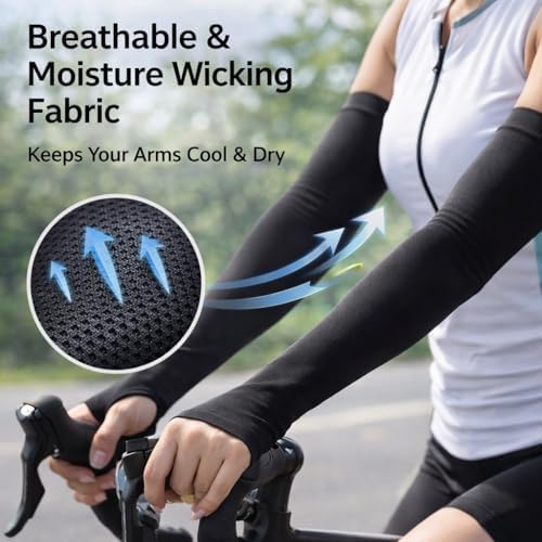 PulGos 𝐂𝐎𝐌𝐁𝐎 UV Protection Cooling Arm Sleeves for Men &Women | Quick Dry & Breathable 𝐒𝐮𝐧𝐛𝐮𝐫𝐧 Protection Hand Sleeves for boys | SUMMERS MUST- HAVE Hand Gloves for Bike Riding & Cycling - Image 3