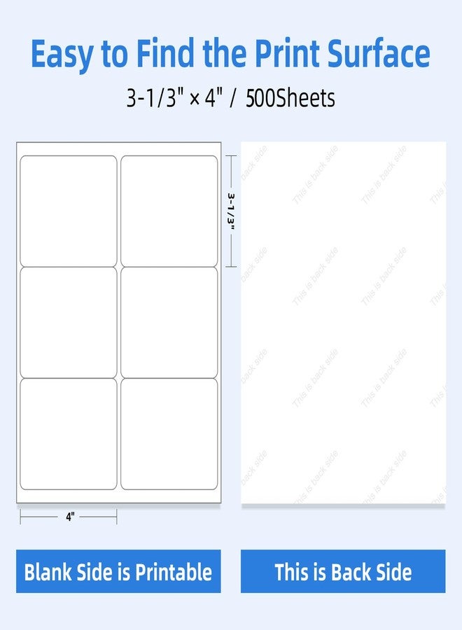 Printholic 6 Per Sheet Label Address Labels 3-1/3" x 4" Self Adhesive Sheets Shipping Labels Easy Peel & Feed White Stickers for Laser & Inkjet Printers (500 Sheets, 3000 Labels) - Image 5