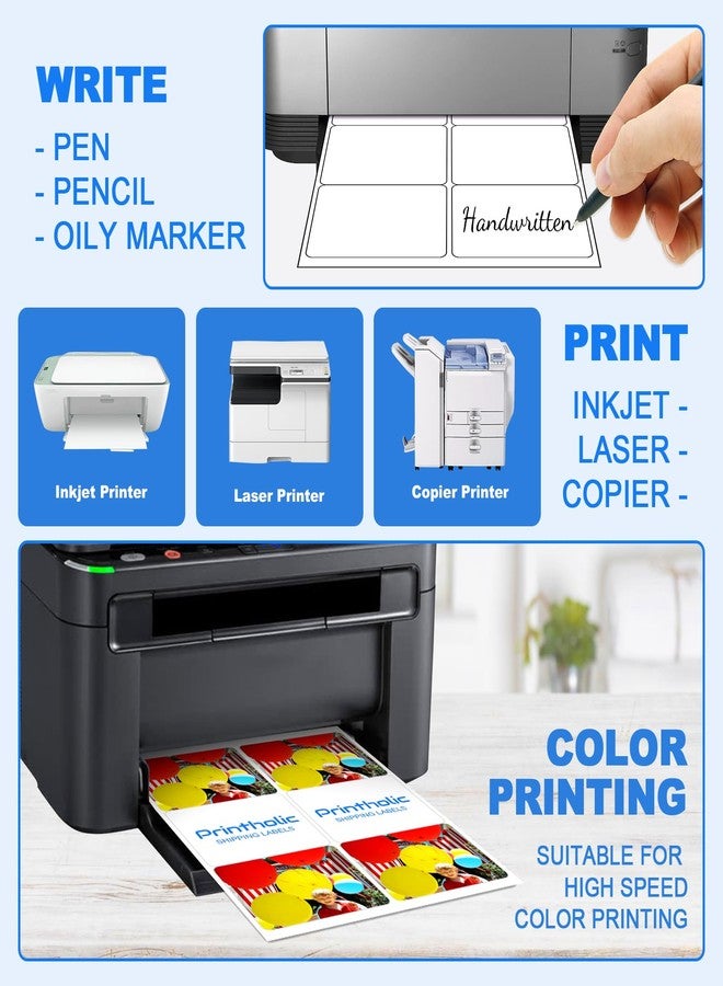 Printholic 6 Per Sheet Label Address Labels 3-1/3" x 4" Self Adhesive Sheets Shipping Labels Easy Peel & Feed White Stickers for Laser & Inkjet Printers (500 Sheets, 3000 Labels) - Image 3