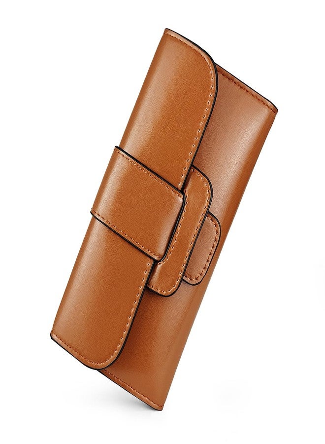 WisePoint Womens Wallet, PU Leather Large Wallet Long Wallet with Multiple Card Positions, Stylish Large Capacity Wallet for Dating, Work, Shopping (brown) - Image 1