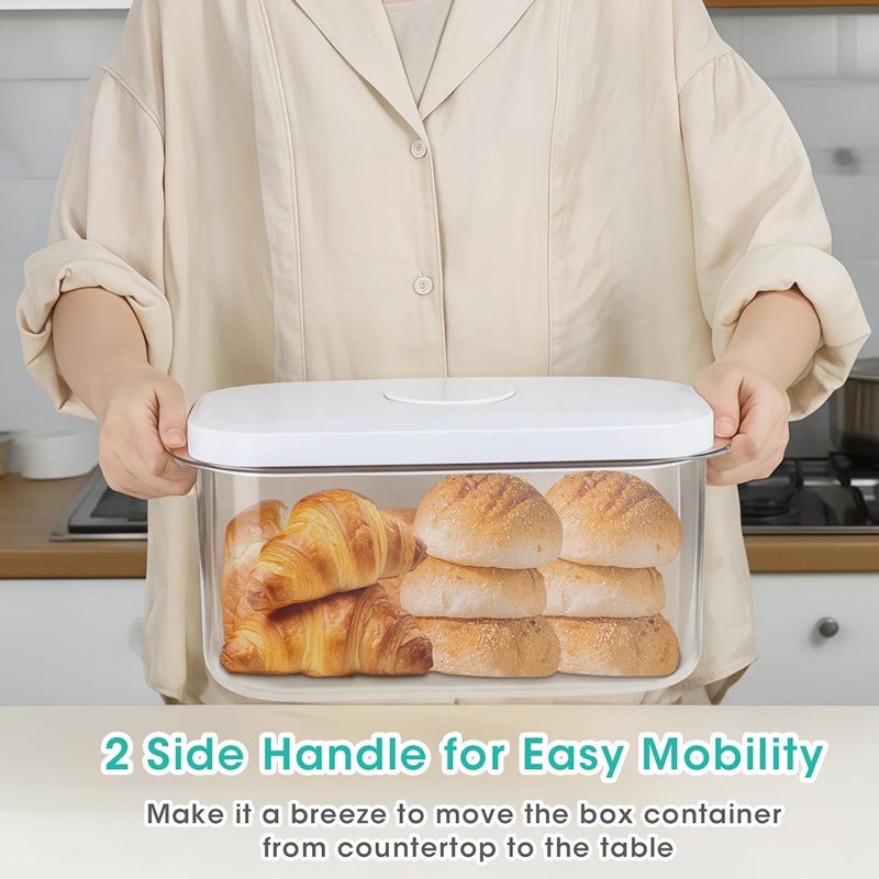 TBMax Large Bread Box with Easy-Carrying Handles for Kitchen Countertop, 6.5 Qt Rice Flour Container with Pop Up Lid & Hanging Hooks for Cleaner Use, Airtight Food Storage Bin for Kitchen Organization - Image 4