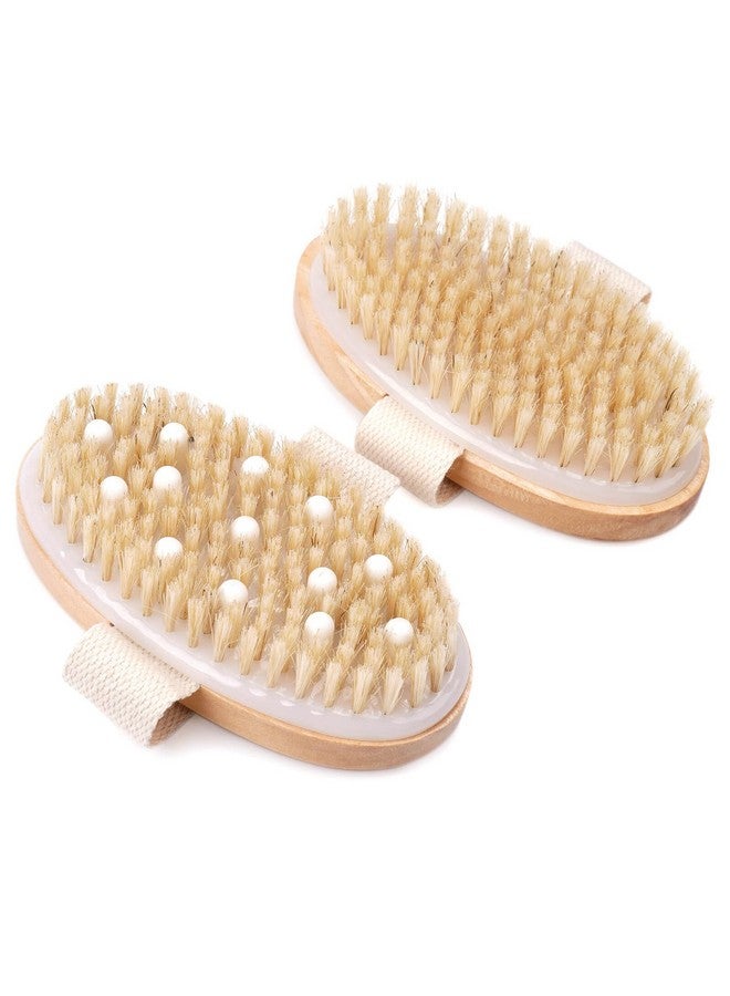 Bealihelp 2 Pack Dry Brushing Body Brush, Natural Bristle Dry Brush, Exfoliating Body Brush For Lymphatic Drainage, Cellulite Brush For Full Body, Improving Skin Health And Reduces Acne - Image 1