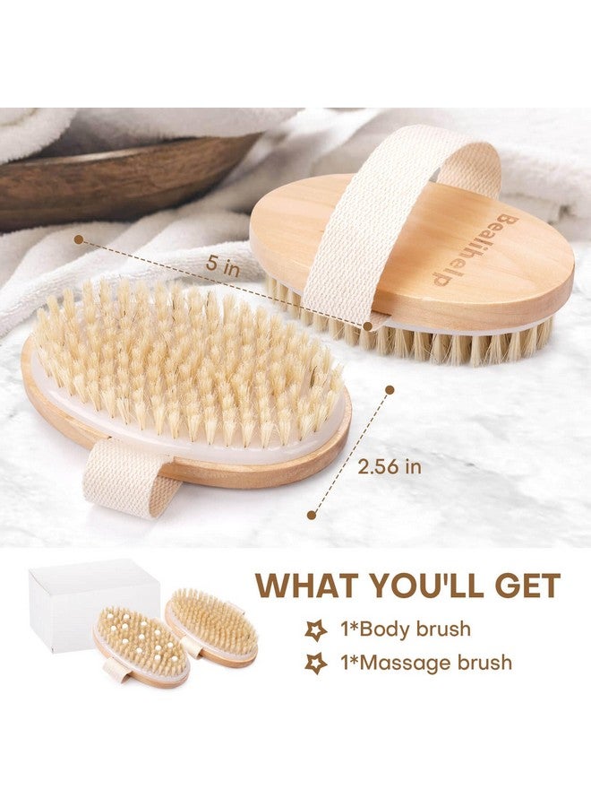 Bealihelp 2 Pack Dry Brushing Body Brush, Natural Bristle Dry Brush, Exfoliating Body Brush For Lymphatic Drainage, Cellulite Brush For Full Body, Improving Skin Health And Reduces Acne - Image 2