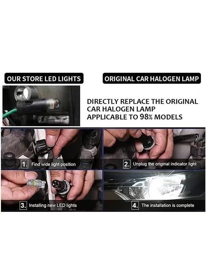 40 Pcs LED Light Bulbs White and Yellow, 6000K 68 2825 W5W T10 COB LED Wedge Replacement Bulbs, Mini Bulbs for License Plate Lights, Car Position Lamps, Map Light - Image 2