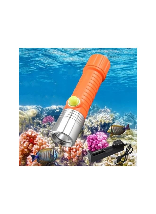 PROMASS promass Scuba Diving Light, Flashlight Dive Torch, Super Bright Diving Flashlight 3 Modes, Underwater Flashlight Submersible Light, Waterproof Snorkeling Light with Rechargeable Battery and Charger  - Image 2