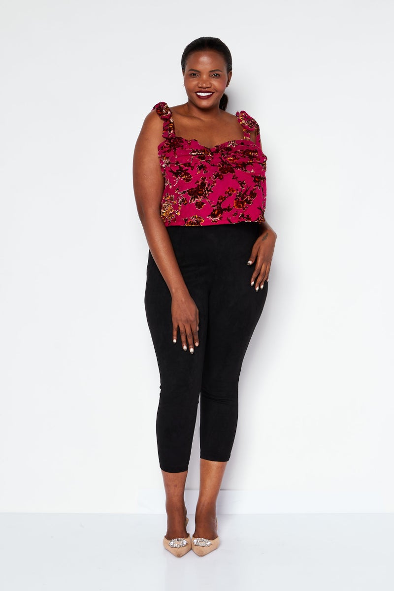 boohoo Women Plus Sweetheart Neck Tie Sleeve Floral Corset Top, Pink Combo - Image 4