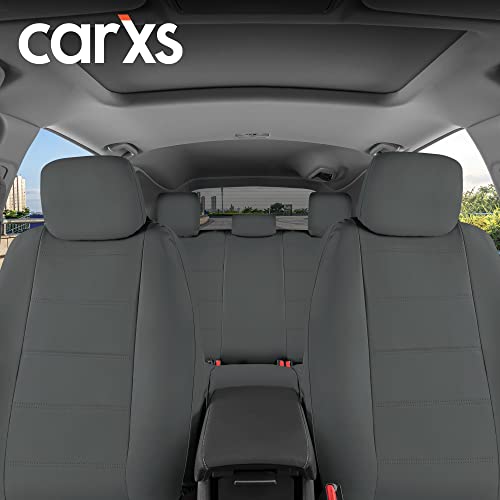 BDK أغطية مقاعد السيارة BDK carXS جلد رمادي مجموعة كاملة، 9 قطع أغطية مقاعد جلدية مزيفة للسيارات، تشمل أغطية المقاعد الأمامية وأغطية مقاعد السيارة الخلفية، أغطية مقاعد السيارات للشاحنات SUV - Image 3