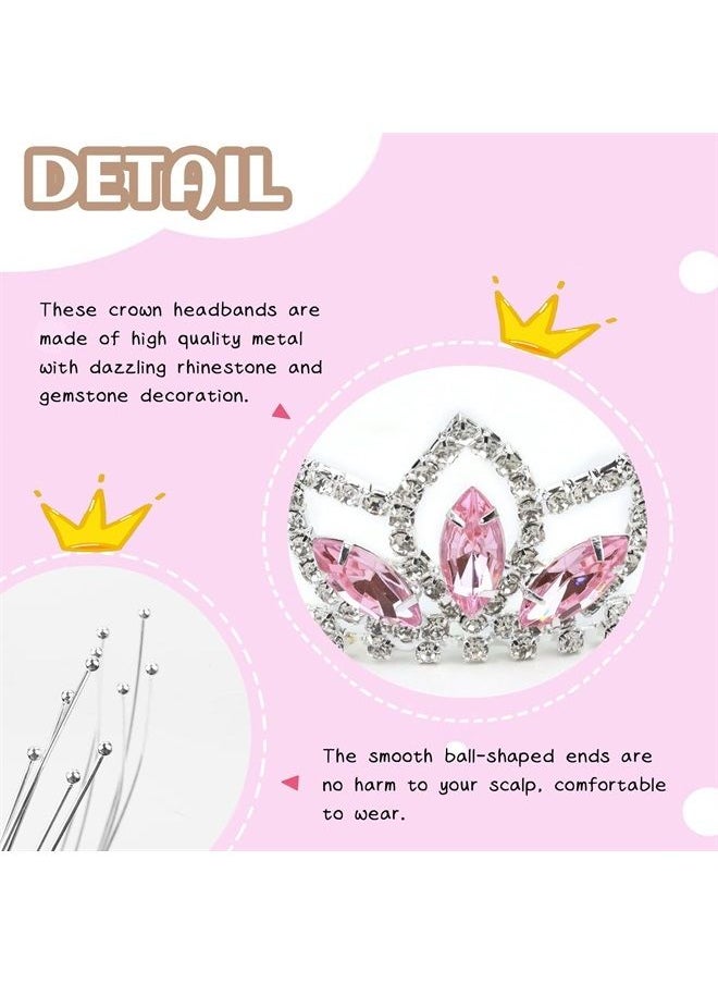 Cinaci 5 Pack Sparkly Colorful Gems Crown Headbands Glitter Rhinestone Silver Metal Headbands Princess Hair Tiaras Clasps Accessories for Women Girls Teens Kids Brides (5 Pack S1)  - Image 5