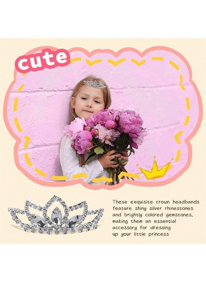 Cinaci 5 Pack Sparkly Colorful Gems Crown Headbands Glitter Rhinestone Silver Metal Headbands Princess Hair Tiaras Clasps Accessories for Women Girls Teens Kids Brides (5 Pack S1)  - Image 4