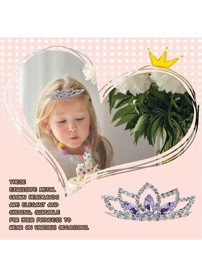 Cinaci 5 Pack Sparkly Colorful Gems Crown Headbands Glitter Rhinestone Silver Metal Headbands Princess Hair Tiaras Clasps Accessories for Women Girls Teens Kids Brides (5 Pack S1)  - Image 3