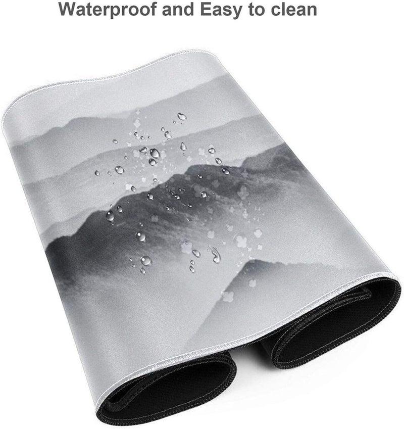 KASTWAVE Gaming Mouse Pad Black and White Plum Bossom Cherry Blossom, Extended Large Mouse Mat Desk Pad, Stitched Edges Mousepad, Long Non-Slip Rubber Base Mice Pad (31.5x11.8x0.12 Inch, A4) - Image 4