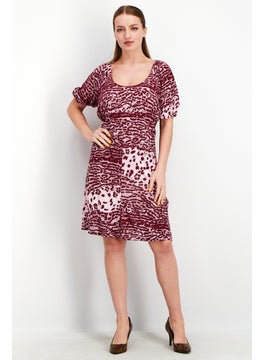 WHISTLES Women Jaguar Ruched Midi Dress, Burgundy  - Image 2