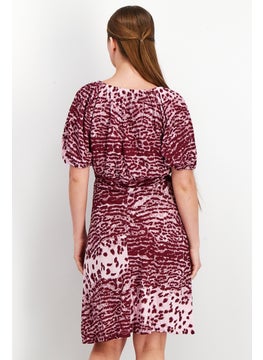 WHISTLES Women Jaguar Ruched Midi Dress, Burgundy  - Image 4
