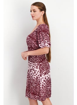 WHISTLES Women Jaguar Ruched Midi Dress, Burgundy  - Image 3