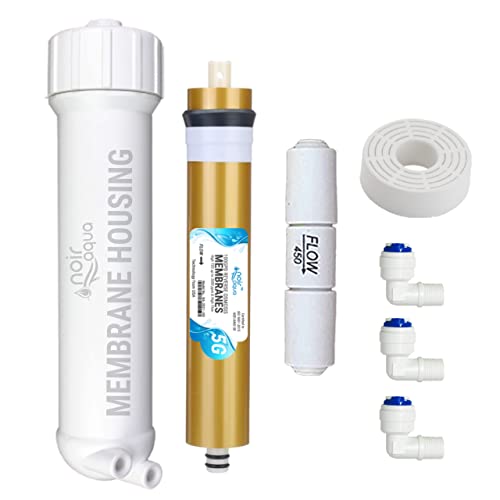 Noir Aqua RO Membrane 100GPD with Housing, Antiscalant Doser and Flow Restrictor, Works Upto 3000 TDS, High Graded Sheets Suitable for All Kind of RO Water Purifier Filters. Longer Life & Stable Flow - Image 1