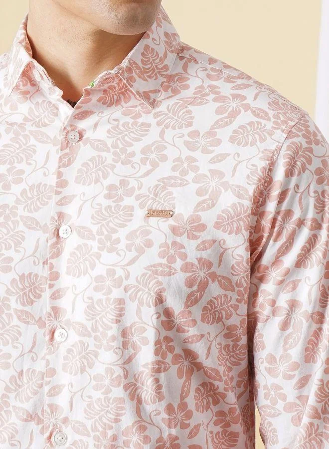 The Indian Garage Co Men Slim Fit Graphic Print Full Sleeves Spread Collar Casual Shirt