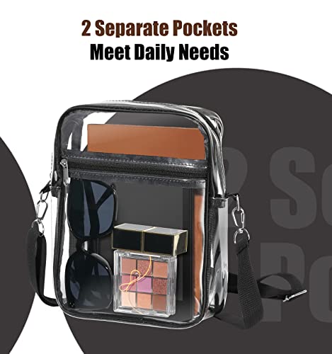 MoKo Clear Bag Stadium Approved for Women, Crossbody Bag Purse Adjustable Strap Shoulder Bags for Concerts Festival Sports Events, Black - Image 4
