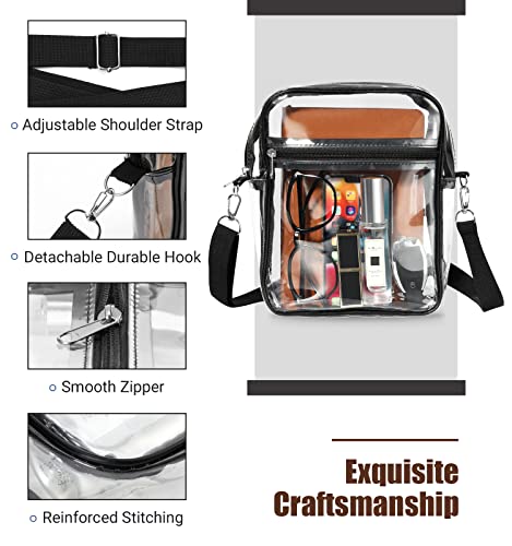MoKo Clear Bag Stadium Approved for Women, Crossbody Bag Purse Adjustable Strap Shoulder Bags for Concerts Festival Sports Events, Black - Image 5
