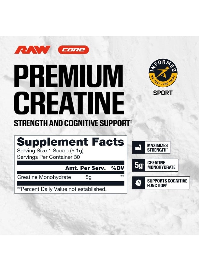 RAW Nutrition Creatine Monohydrate Powder Unflavored | Micronized Creatine Monohydrate Supplement Helps Workout Performance, Build Muscle & Strength | Creatine for Men & Women, 255g (30 Servings) - Image 5