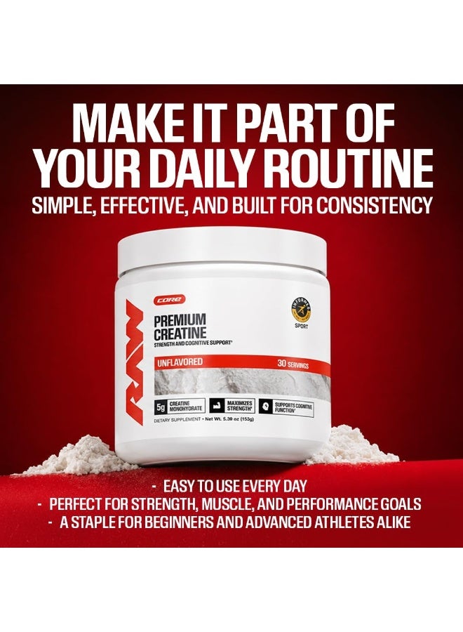 RAW Nutrition Creatine Monohydrate Powder Unflavored | Micronized Creatine Monohydrate Supplement Helps Workout Performance, Build Muscle & Strength | Creatine for Men & Women, 255g (30 Servings) - Image 2