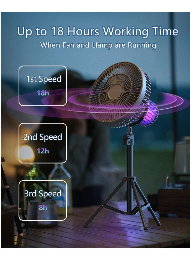 SYOSI Camping Fan for Tents with Mosquito Repellent Function and Tripod, Three Speed Wind Portable Fan with 10000mAh Power Bank, Mosquito Backyard Control and Camping Essentials for Power Outage, Hurricane - Image 3