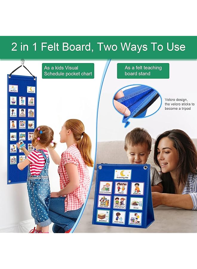 X spring Visual Schedule For Kids 2 In 1 Daily Chore Routine Chart With 96 Cards Toddler Schedule Planning Board Learning Material Tool Wall Planner For Home School And Kids - Image 3