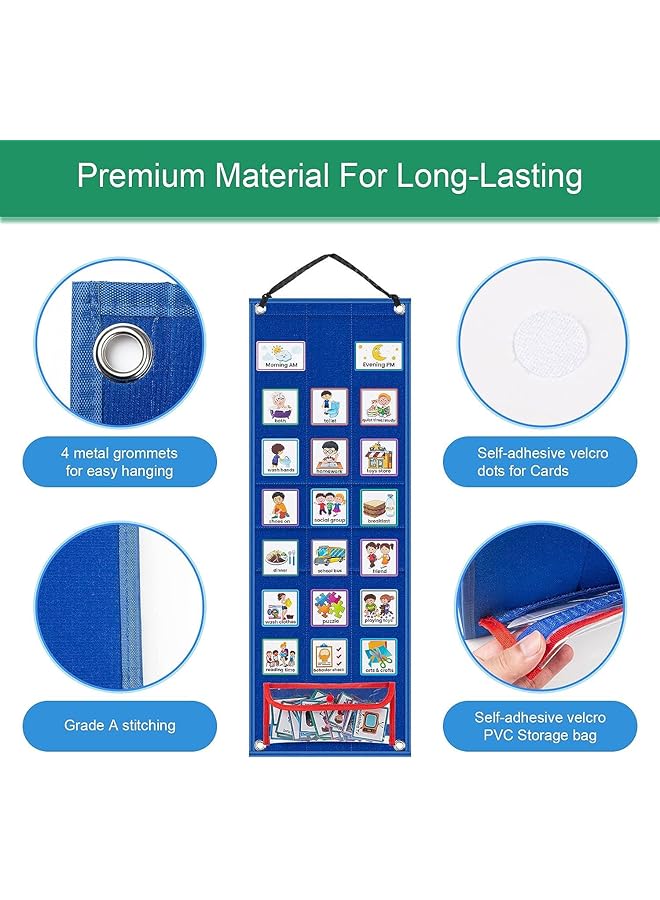 X spring Visual Schedule For Kids 2 In 1 Daily Chore Routine Chart With 96 Cards Toddler Schedule Planning Board Learning Material Tool Wall Planner For Home School And Kids - Image 2