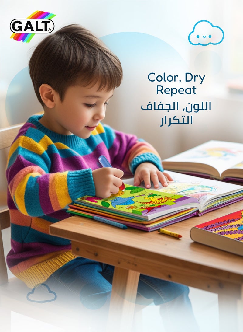 Galt Toys Water Magic Dinosaurs Book with Water Pen | 6 Reusable Pages | Travel-Friendly Mess-Free Activity for Kids | 14.5 x 1.5 x 26.5 cm - Image 2