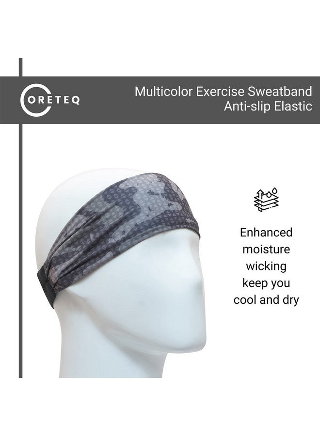 Coreteq Printed Multifunction Sports Sweatband Headband with Silicon Elastic Band Anti-Slip Men and Women (Digi Grey) Free Size - Image 3