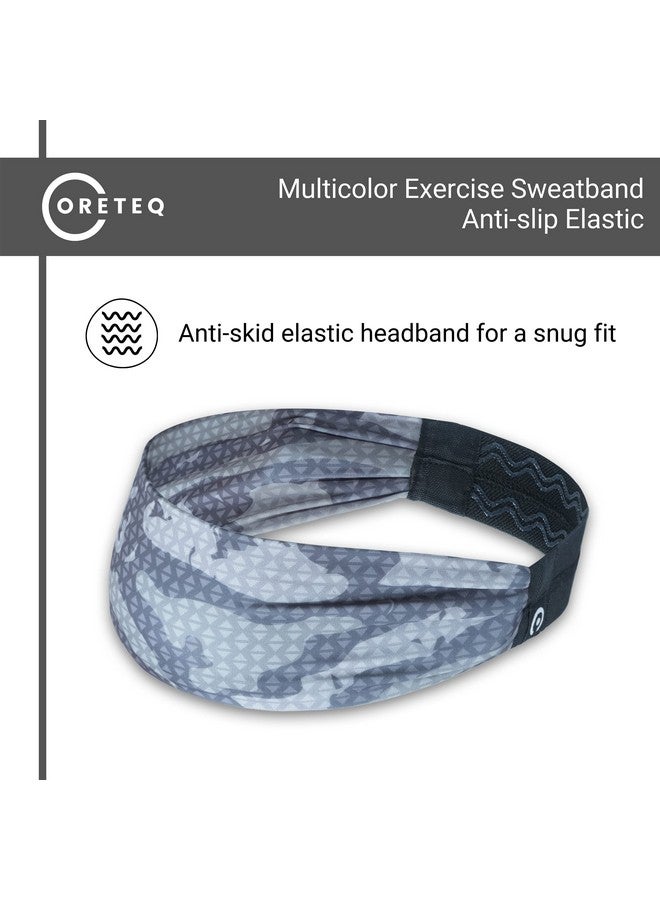 Coreteq Printed Multifunction Sports Sweatband Headband with Silicon Elastic Band Anti-Slip Men and Women (Digi Grey) Free Size - Image 4