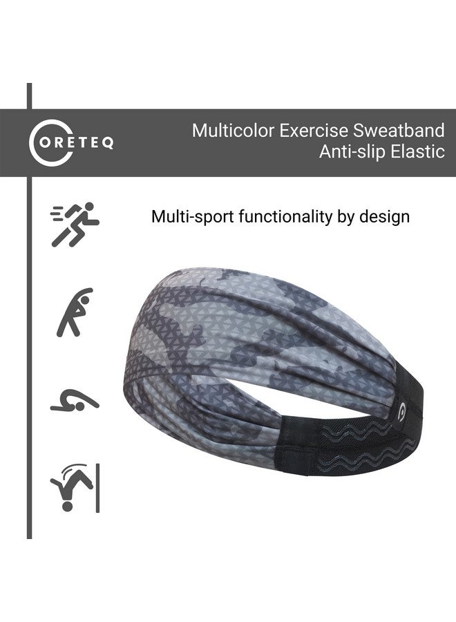 Coreteq Printed Multifunction Sports Sweatband Headband with Silicon Elastic Band Anti-Slip Men and Women (Digi Grey) Free Size - Image 2