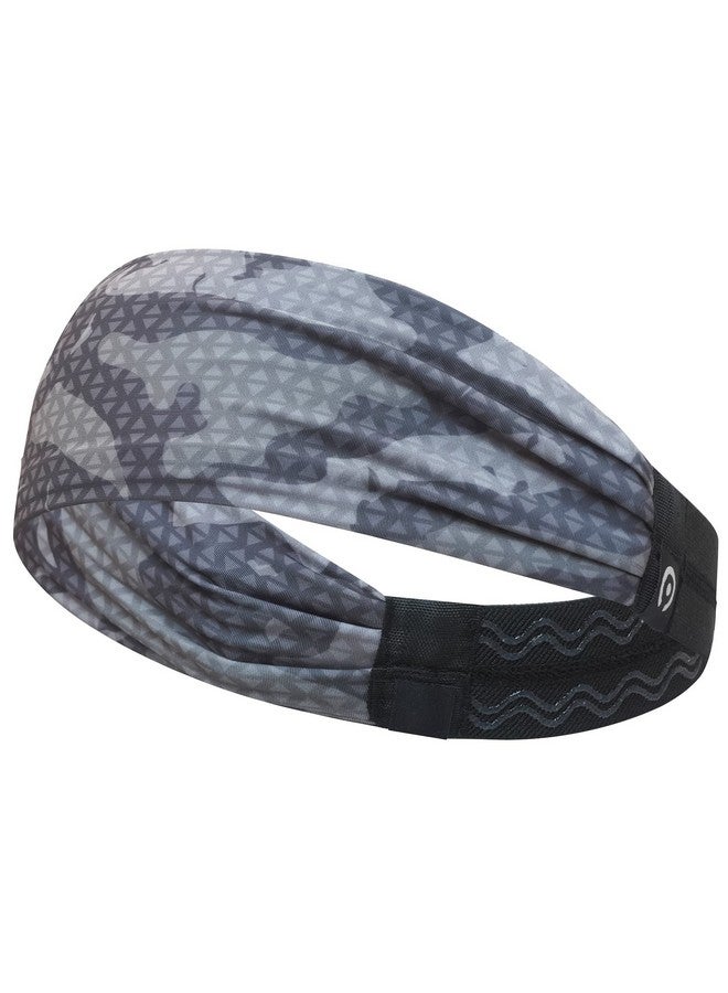 Coreteq Printed Multifunction Sports Sweatband Headband with Silicon Elastic Band Anti-Slip Men and Women (Digi Grey) Free Size - Image 1