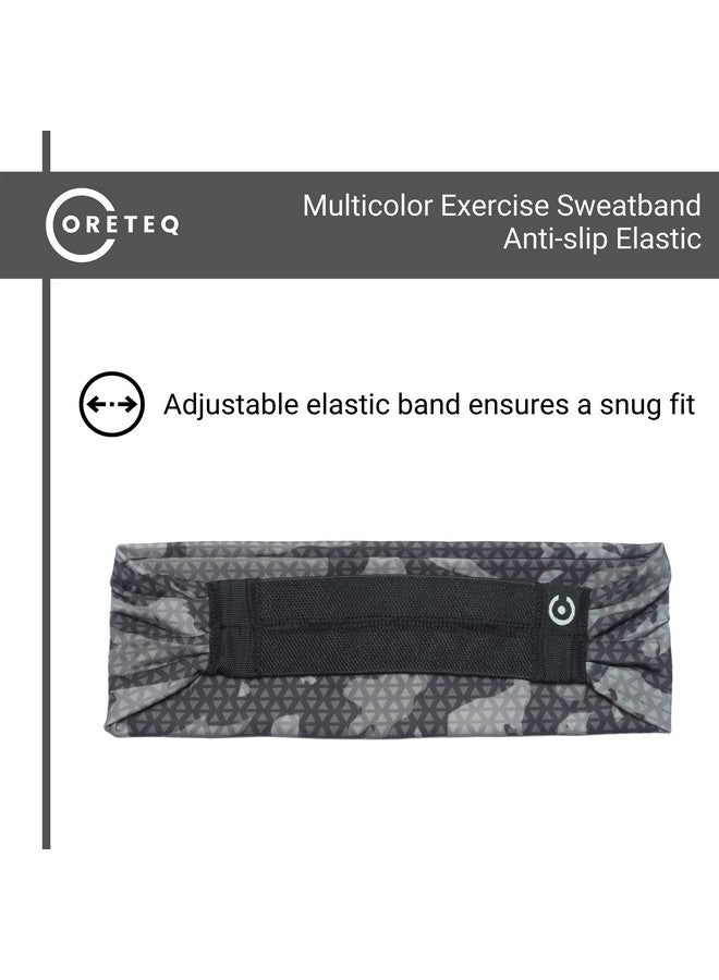 Coreteq Printed Multifunction Sports Sweatband Headband with Silicon Elastic Band Anti-Slip Men and Women (Digi Grey) Free Size - Image 5