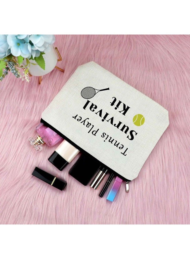 Sfodiary Tennis Player Gift Makeup Bag Inspirational Gift for Tennis Girl Birthday Gift for Women Friend Cosmetic Bag Tennis Lover Gift Tennis Coach Gift Graduation Christmas Gift for Her Travel Cosmetic - Image 4