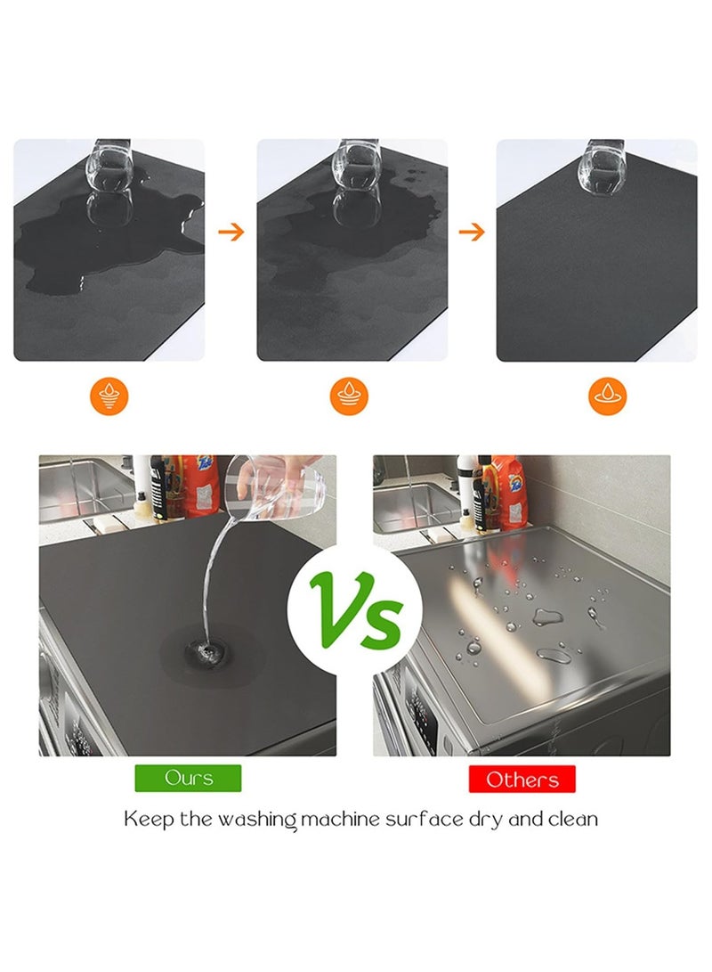 Beauenty Washer or Dryer Top Mat Cover, Anti-Slip Washing Machine Dust-Proof Top Cover, 23.6" x 23.6" Grey Washer Dryer Top Covers for Home Kitchen Laundry Room - Image 4