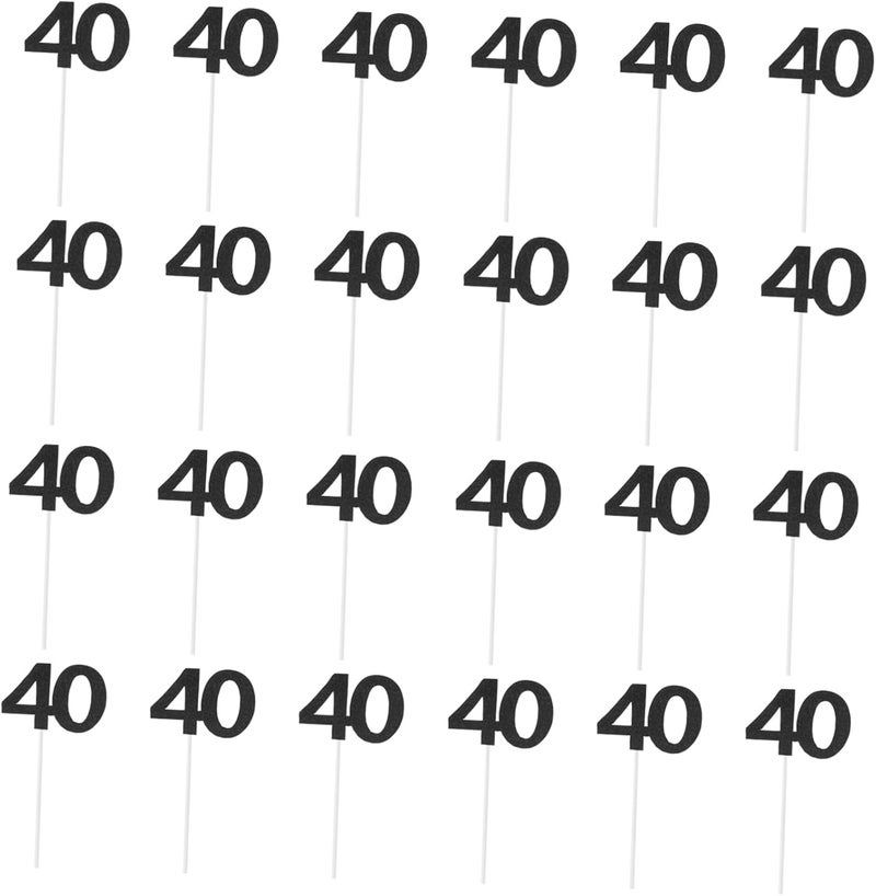 24pcs 40 Shimmering Cake Insert Cards Elegant Birthday Cake Decor for Celebrations Parties and Gatherings Eye Catching Design for All Ages - Image 1