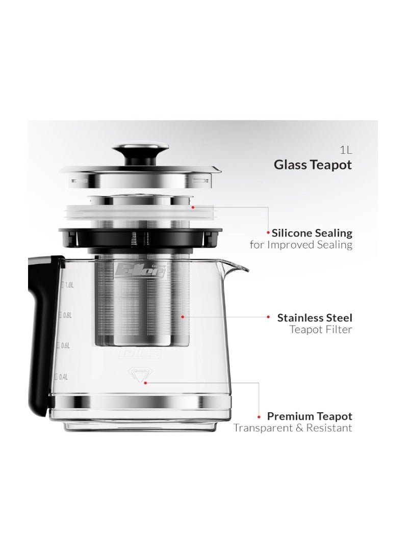 Feller Germany 2200 W 2-in-1 Retro Teamaker/Coffee Maker +1.7L Stainless Steel Electric Kettle with Strix, Adjustable Touch Teapot Temp+LED Display, TS490, 2Y Guarantee-UAE Version - Image 5