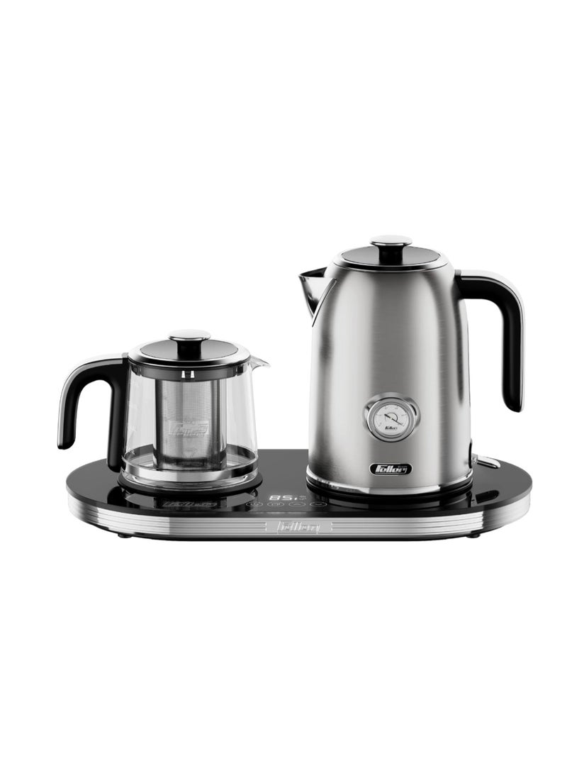 Feller Germany 2200 W 2-in-1 Retro Teamaker/Coffee Maker +1.7L Stainless Steel Electric Kettle with Strix, Adjustable Touch Teapot Temp+LED Display, TS490, 2Y Guarantee-UAE Version - Image 1