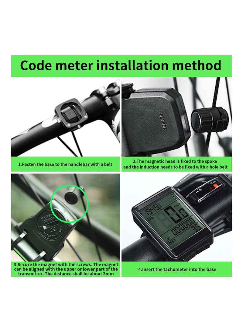 SOLARAE Wireless Bicycle Speedometer and Multifunctional Odometer, Waterproof Bike Computer with Large Backlit LCD Display for Tracking Speed, Distance, and Time. - Image 5