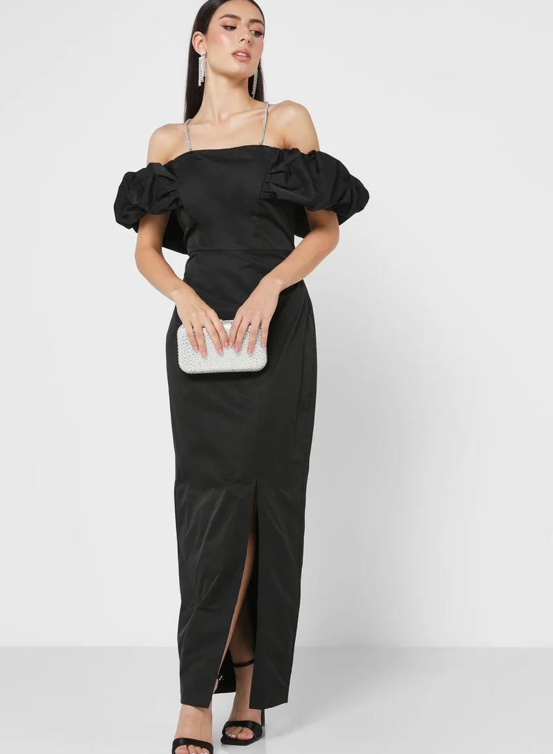 Femi9 Off Shoulder Side Slit Dress