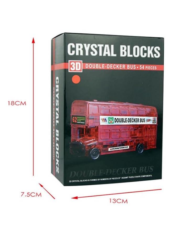 3D Double Decker Bus Crystal Puzzle, Assembly Brain Teaser Jigsaw Puzzle, Plastic DIY Vintage Puzzle Blocks 3D Educational Model Toy, Desk Decoration Gift for Adults, Kid 14+, 54pcs (Red) - Image 5