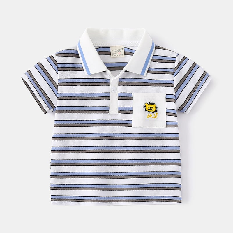 Fashionable Children'S Clothing 2025 Summer Boys' Short-Sleeved T-Shirt Korean Style Kids' Polo Shirt Summer Short-Sleeved Baby Top Trendy - Image 3