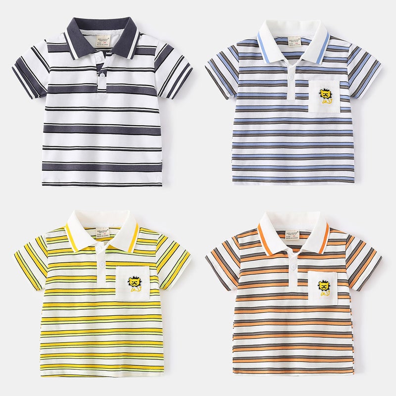Fashionable Children'S Clothing 2025 Summer Boys' Short-Sleeved T-Shirt Korean Style Kids' Polo Shirt Summer Short-Sleeved Baby Top Trendy - Image 2