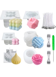 XiuWoo 6Pcs Silicone Candle Molds Set for Candle Making, Bubble Candle Mold, 3D Rose Silicone Mold, Cake Mold for Baking Desser, Silicone Mold for Soy Wax, Soap, DIY Scented Candle  - Image 1