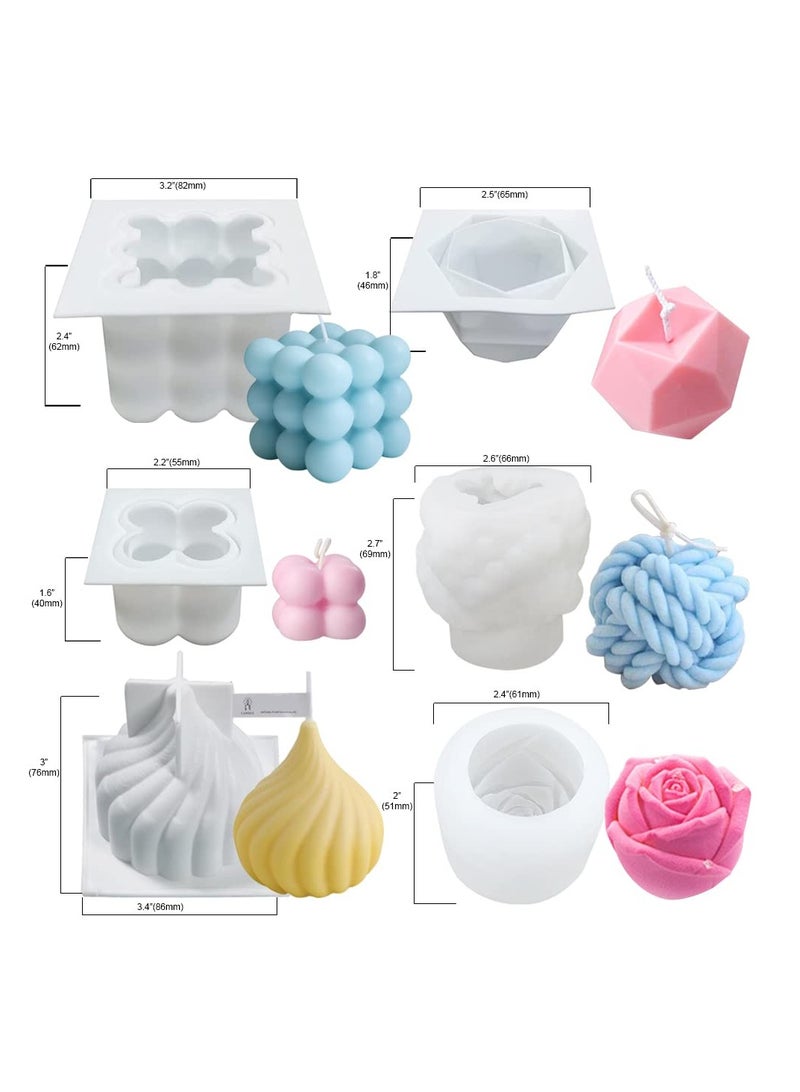 XiuWoo 6Pcs Silicone Candle Molds Set for Candle Making, Bubble Candle Mold, 3D Rose Silicone Mold, Cake Mold for Baking Desser, Silicone Mold for Soy Wax, Soap, DIY Scented Candle - Image 2