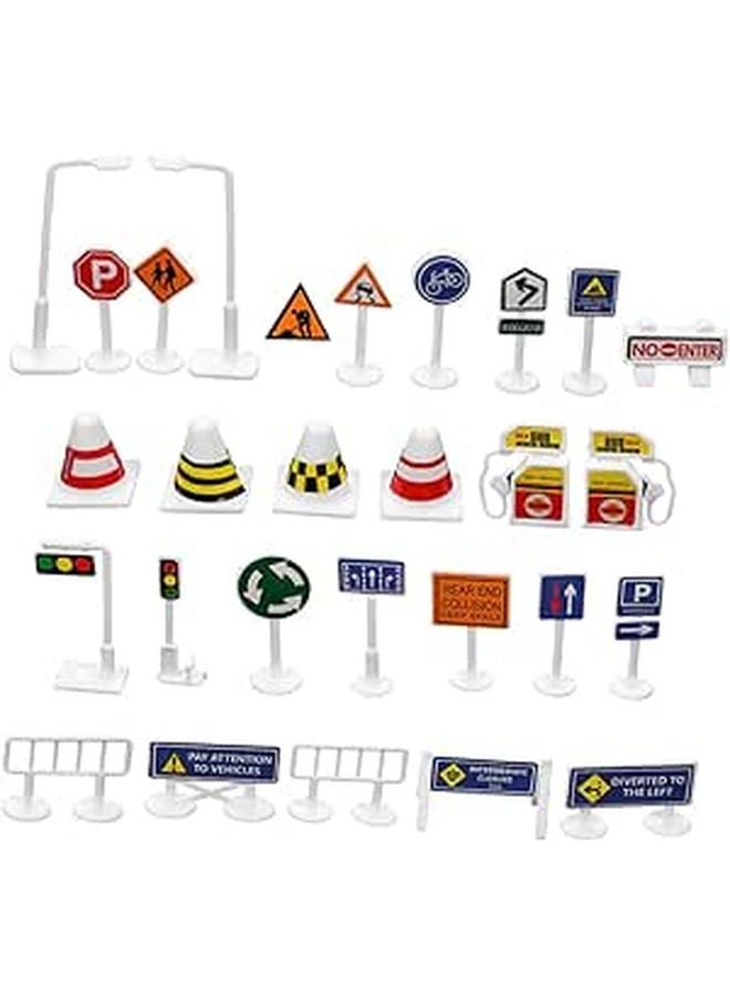56 Piece DIY Traffic Sign Playset Educational Toy for Kids Motor Skills Development - Image 1