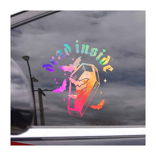 Jane's JANES Dead Inside Gothic Decal UV DTF Transfer Car Decal Positive Car Window Stickers Aesthetic Halloween Bats Car Decals for Women Men Funny Quote Car Decals for Trucks - Image 1